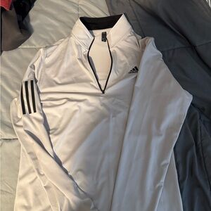 Adidas White and Black Quarter-Zip Pullover